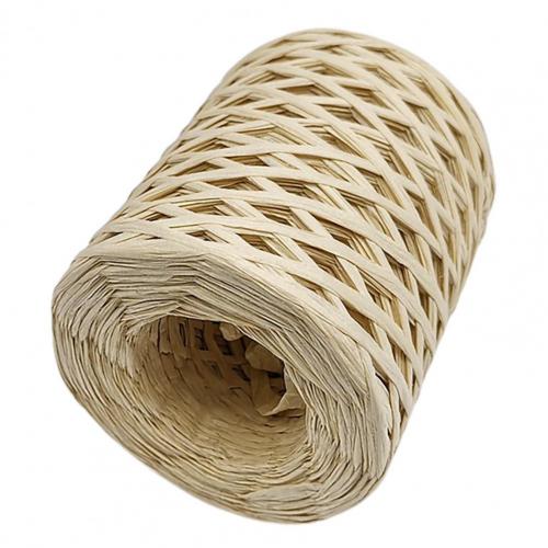 200m/Roll Hand-knitted Lafite Raffia Yarn Straw Paper Yarn Baking Packaging Belt Rope Crocheting Hat Bags 12 Colors: Beige