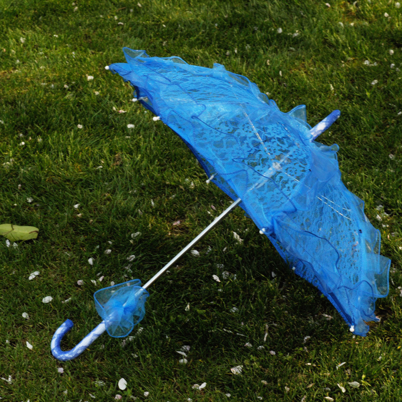 50/60cm Holzgriff Spitze Handwerk Regenschirm Promi schwarz Spitze Regenschirm Sonnenschirm Hochzeit Fotografie Braut Regenschirm Dekor: Kakifarbig