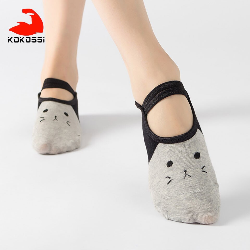 KoKossi de Yoga-Calcetines de algodón con cordones, antideslizantes, de PVC, cómodos, suaves, respetuosos con la piel, transpirables e inofensivos: 01