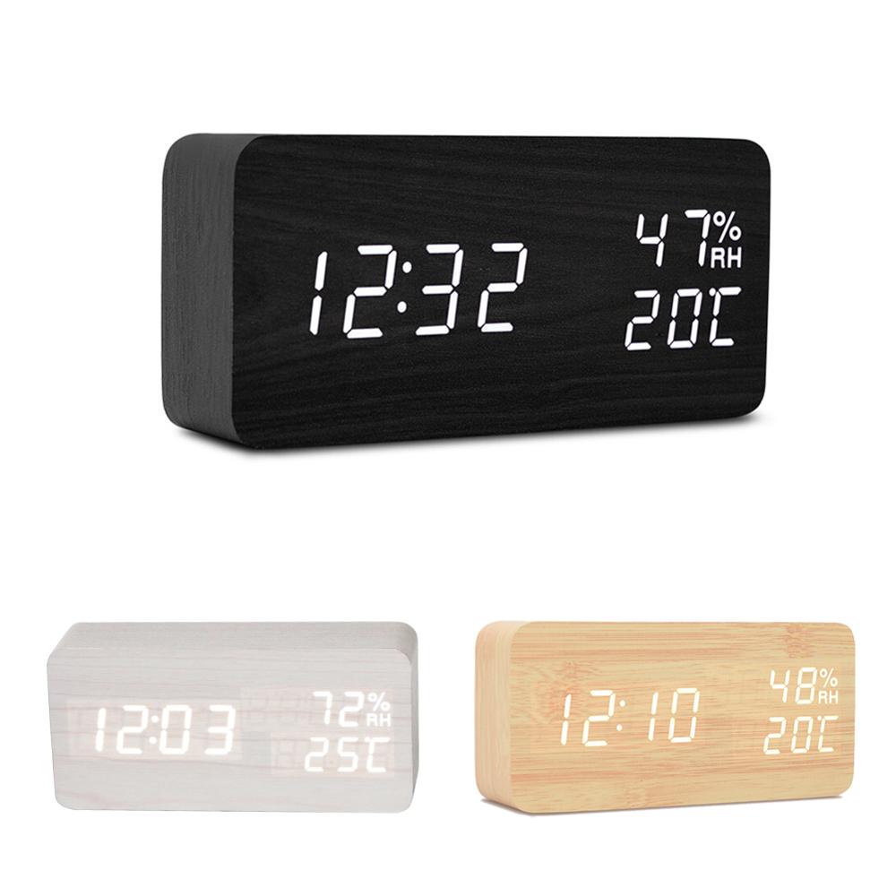 Wood Alarm Clock USB/Batteries PowereD Home Bedside Bedroom Desktop LivingRoom Multifunction Electronic LED Display Alarm Clock