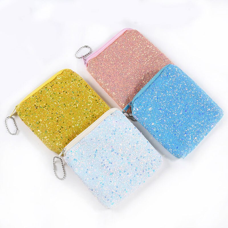 Women Mini Coin Bag Sequined Wallet Bag Card Bag Wallet Zero Children's Bag Key Case Party Evening Headphone Storage Bag