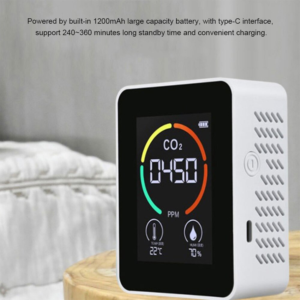 Air Monitor CO2 Meter Detector Air Detector Carbon Dioxide Detector CO2 Sensor Greenhouse Temperature Humidity Monitor