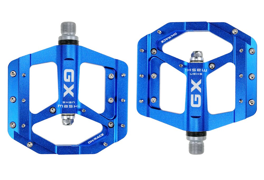 SHANMASHI Ultralight Mountain Bike Pedals Platform CNC Aluminum Alloy Bearings Bicycle Pedal MTB BXM Pedals Non-Slip Flat Pedals: blue