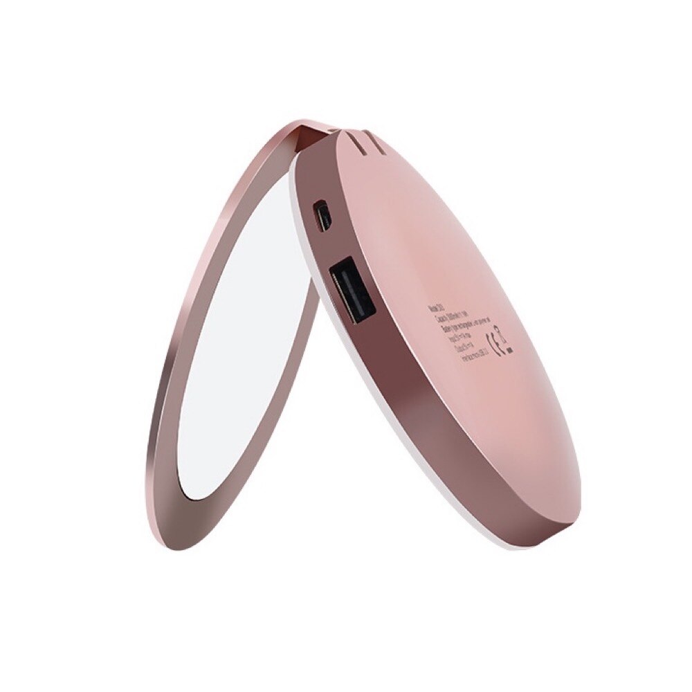 Stuur meisjes verjaardag led opvouwbare make-up licht make-up spiegel powerbank ronde mini draagbare powerbank dubbelzijdige spiegel f