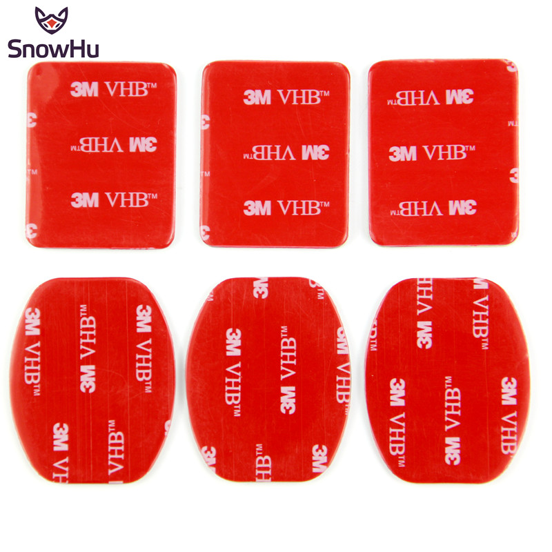 Snowhu 6 Stuks Rood 3M Vhb Sticker 3 Gebogen 3 Platte Dubbele Plakband Voor Gopro Hero 9 8 7 6 5 4 3 Xiaomi Yi 4K GP14
