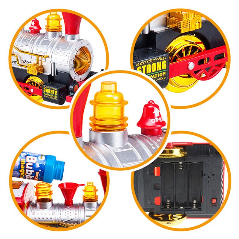 Magic Train Locomotive Engine Car Bubble Machine Toys Kids Bubble Toys Children Battery Make Light Sound Bubble Toys