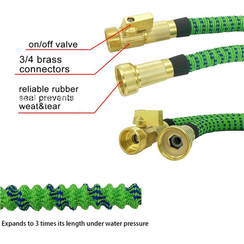 Garden Hose Expandable Water Supply Hose 25Ft -100Ft flexible Magnetic Rubber Hose Plastic Nozzle Tube Garden Fountain Watering
