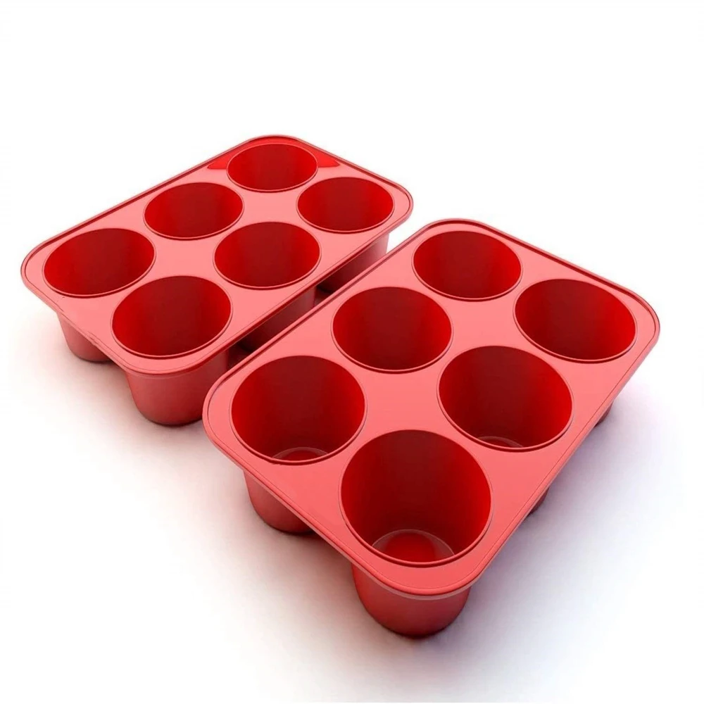 6 Cup Silicone Cupcake Pan Jumbo Muffin Pan Giant Cupcake Pan/Cups Deep Popover Pan Large Muffin Pans Baking Cheesecake Bites: Chocolate