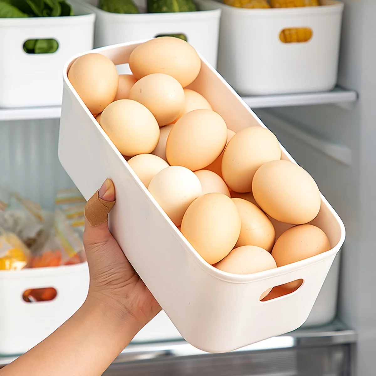 Portable Refrigerator Organizer Bins, Classified Storage Basket , Kitchen Fresh-Keeping Container for Fridge Organization