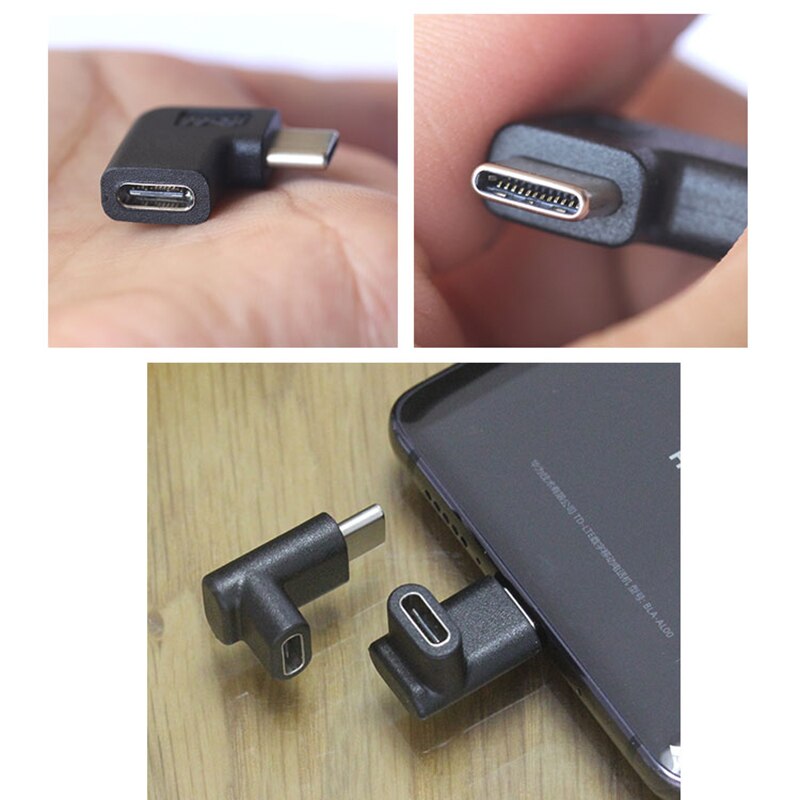 USB-C Elbow Adapter Female to Male Type-C Cable angled Adapter USB-C Plug Connector