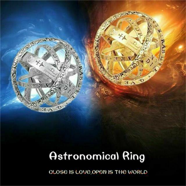 Bague astronomique du 16ème siècle, anneau de fiançailles cosmique, Couple amoureux, ouvert et fusionné, se déplie dans la sphère astronomique