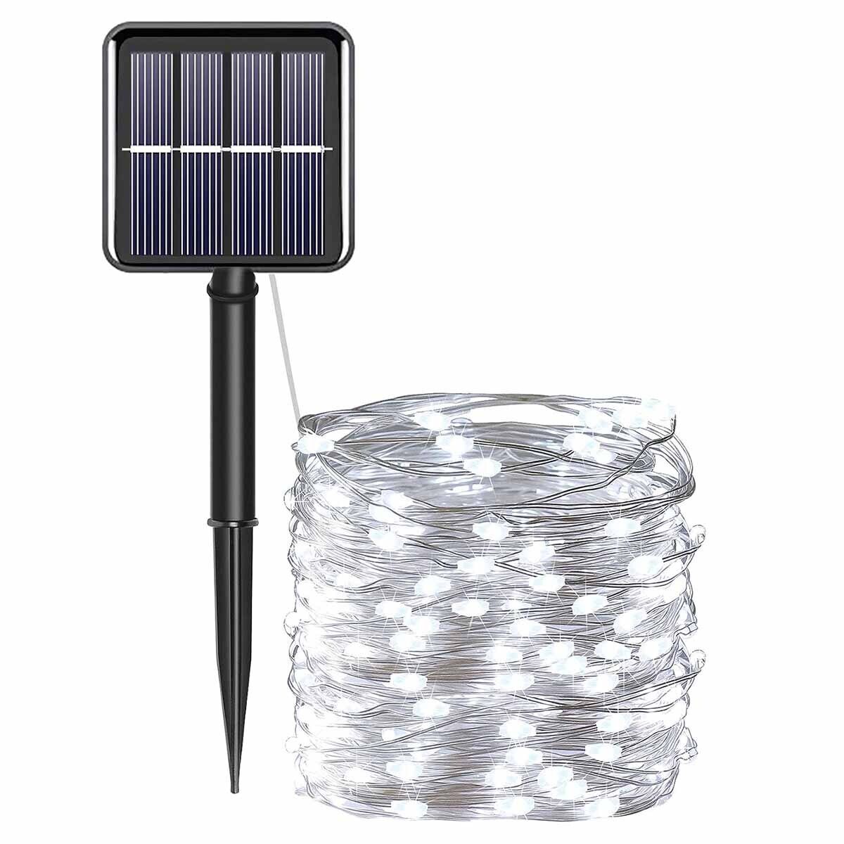 Guirnaldas de luces alimentadas por energía Solar de 12/22/32M, lámpara Solar de alambre de cobre de 300LED, luces de hadas impermeables IP65 para decoración del banquete de boda de Navidad: changeable / 16-20 W