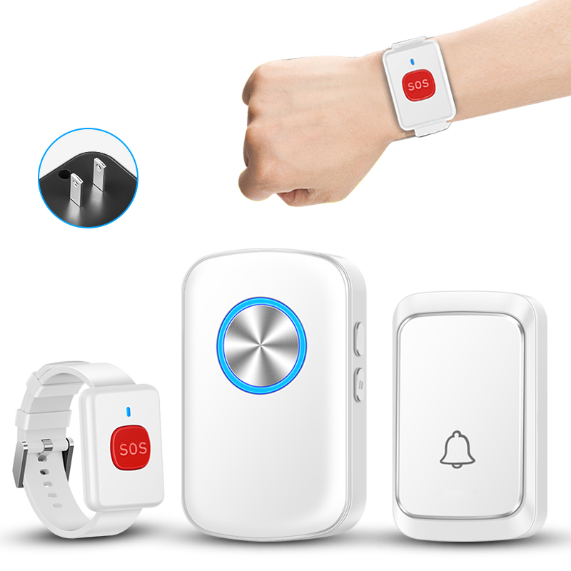 Bouton d'appel de panique SOS, sonnette intelligente sans fil, Style montre, bouton d'appel, téléavertisseur pour soignant, système d'alarme sécurisé pour Patient âgé: green