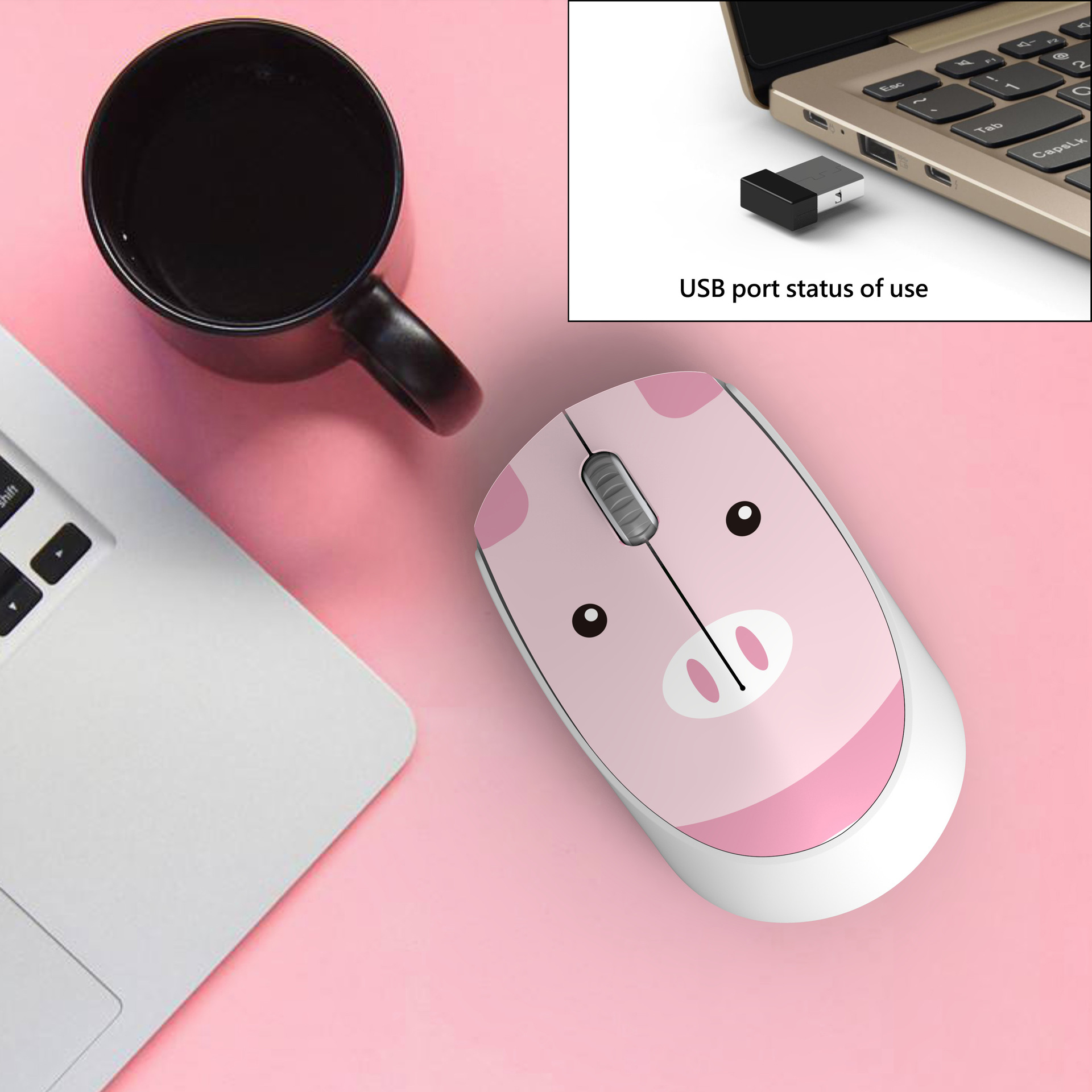 Leuke Roze Muis 2.4G Draadloze USB Mini Oplaadbare Ergonomische Mause Cartoon Computer Stille Klik Optische Muizen voor Kinderen: green
