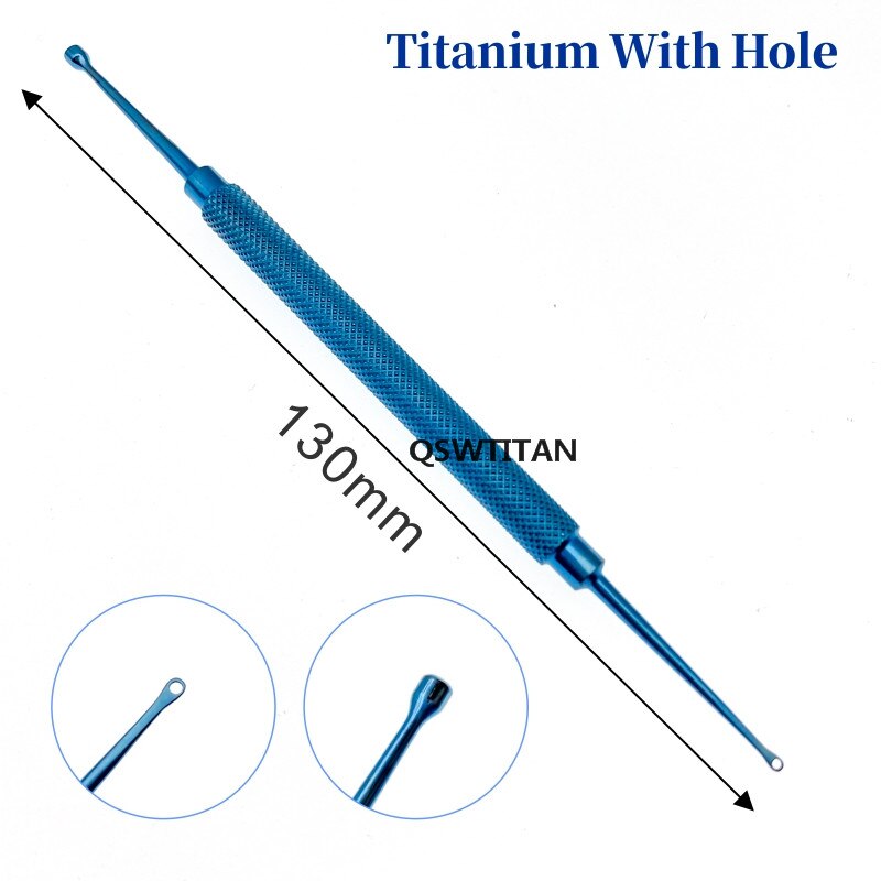 Ophthalmic Instruments Double-ended Scleral Depressor with Pocket clip Ophthalmic Pet Surgical Instruments: 1pcs Hole