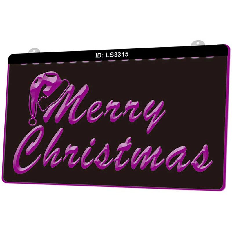 Ls3315 vrolijk kerstfeest gelukkig jaar 3d graveren led-lichtbord meerdere kleuren gratis verkoop