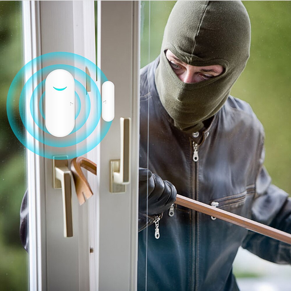 Angus wireless 433 mhz slimme raam-/deursensordetector voor inbraakalarmsysteem voor thuis, 2 jaar standby voor beveiliging van grote huizen