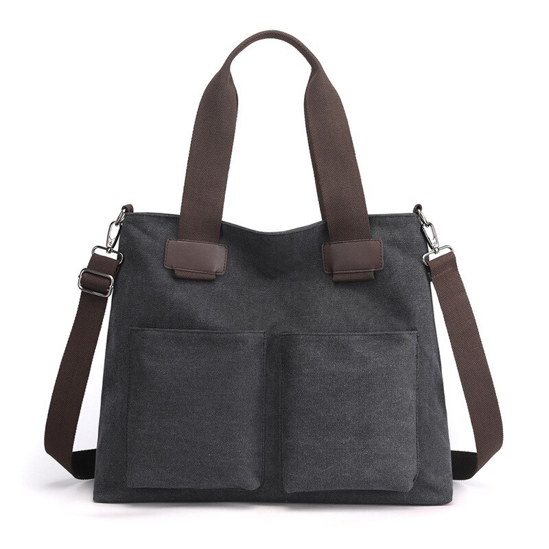 Canvas Dame Tas, Hand Cognossement Schouder Cross-Body Bag, grote Capaciteit Eenvoudige Europese En Amerikaanse Mode Tas: Black