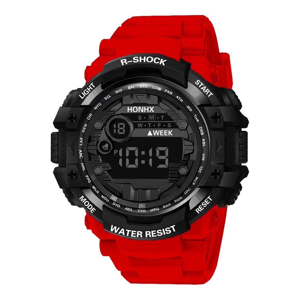 HONHX Watch Men Sport Clock Life Waterproof Men's LCD Relogio Digital Stopwatch Date TPU Strap Electronic Wristwatch Reloj 40*