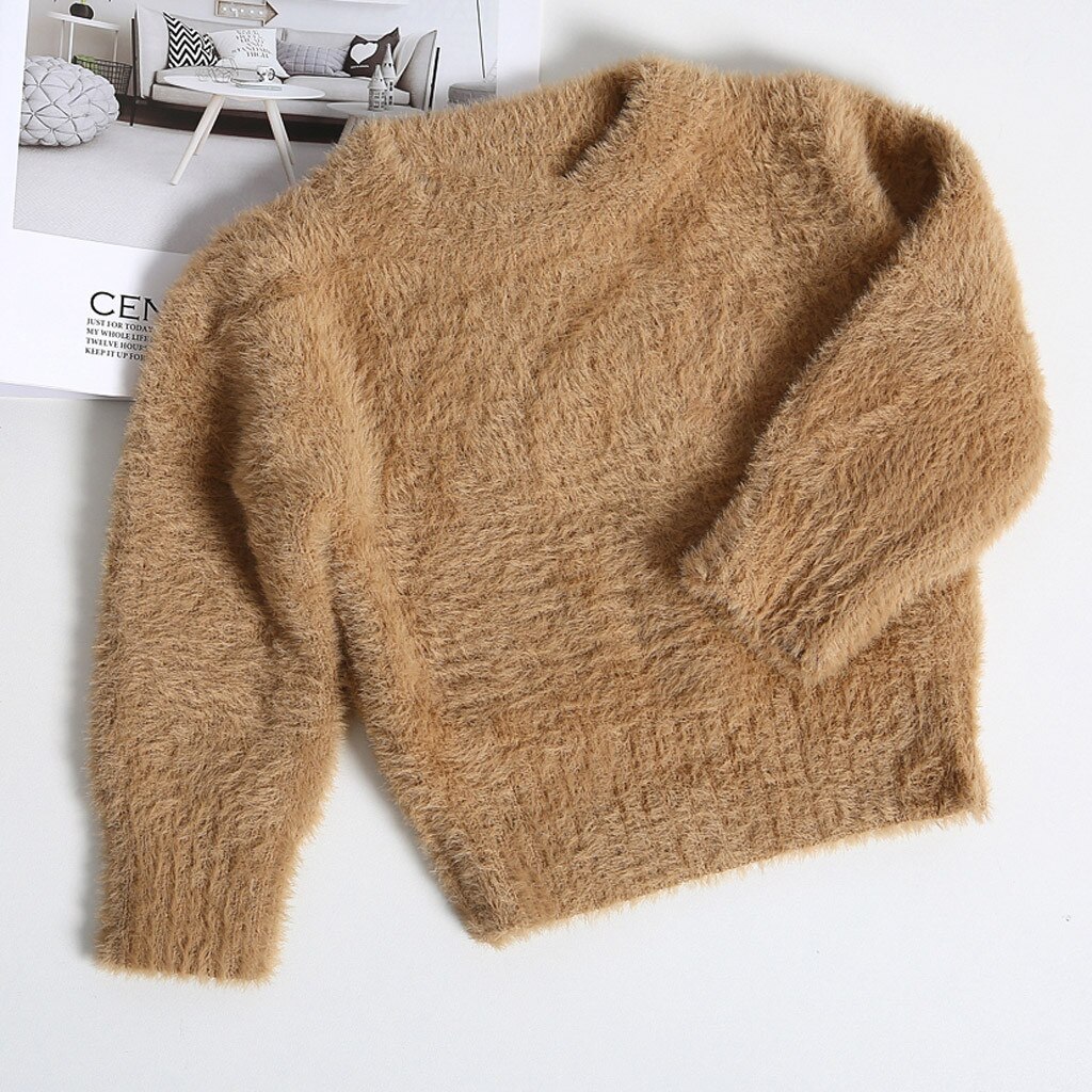 Enfant en bas âge pull enfants bébé garçons fille décontracté solide hiver à manches longues pull haut col en o Polyester enfants vêtements