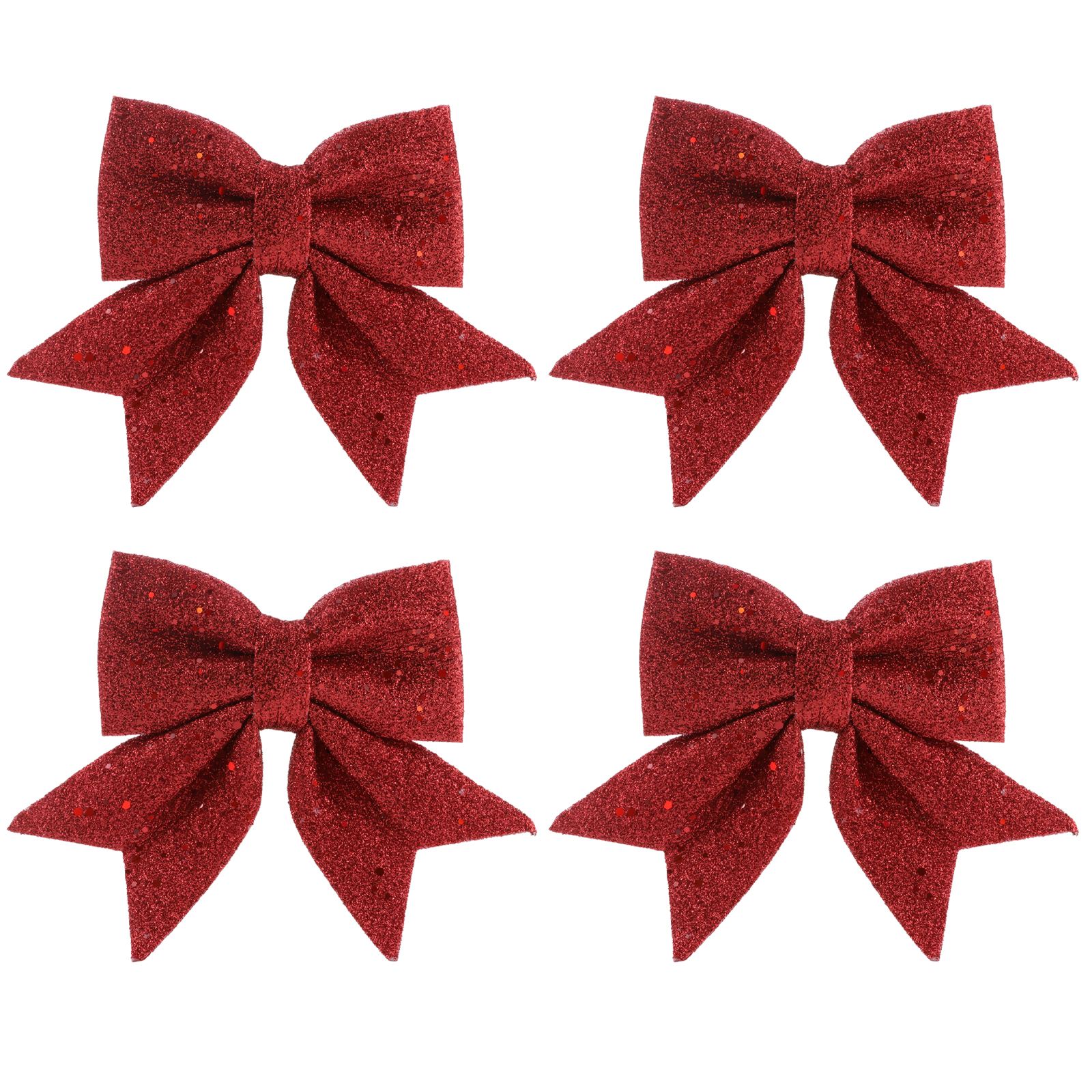 4 stuks kerstversieringen met goudstof, kerstboomversieringen met strikken voor in het winkelcentrum: Rood 4 stuks