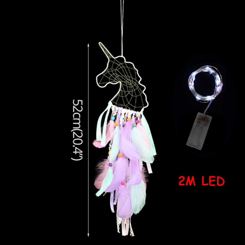 Luces LED, accesorios de atrapasueños de unicornio, adornos colgantes de pared, decoraciones para niños de unicornio brillante, decoraciones para de cumpleaños, Baby shower glow: 1pc B add LED