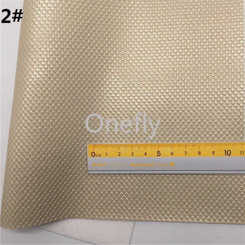 Onefly-Hojas de tela de sirena para bolsos y zapatos, cuero sintético dorado de 21x29cm, cuero metalizado liso, con lazo, AQ075: 2