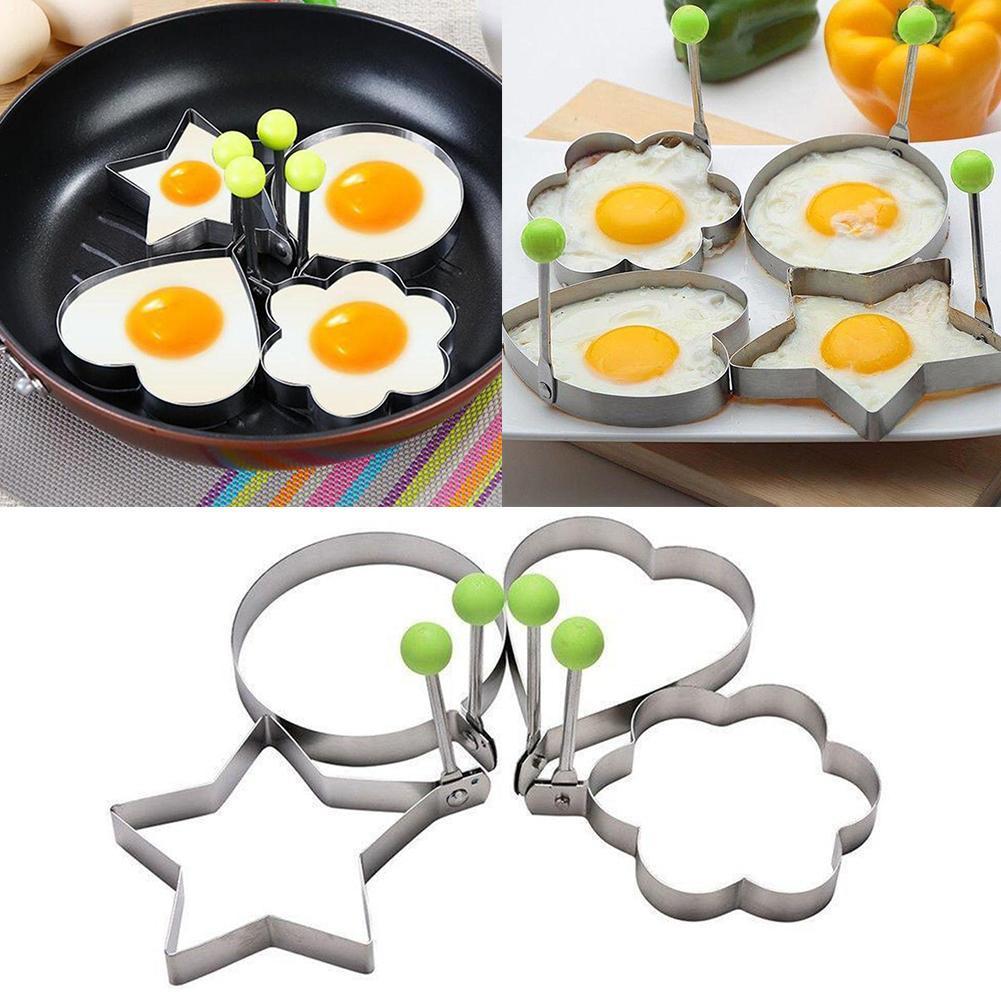 Molde para huevos fritos DIY de 4 estilos, acero inoxidable, forma bonita, anillos de cocina para cocinar, herramientas para desayuno de huevos, moldes para freír, U6V4