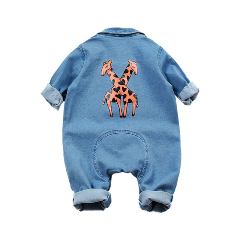 Baby Kleding Jongens Rompertjes Lange Mouwen Cartoon Print Denim Romper Kids Casual Jongen Jumpsuit