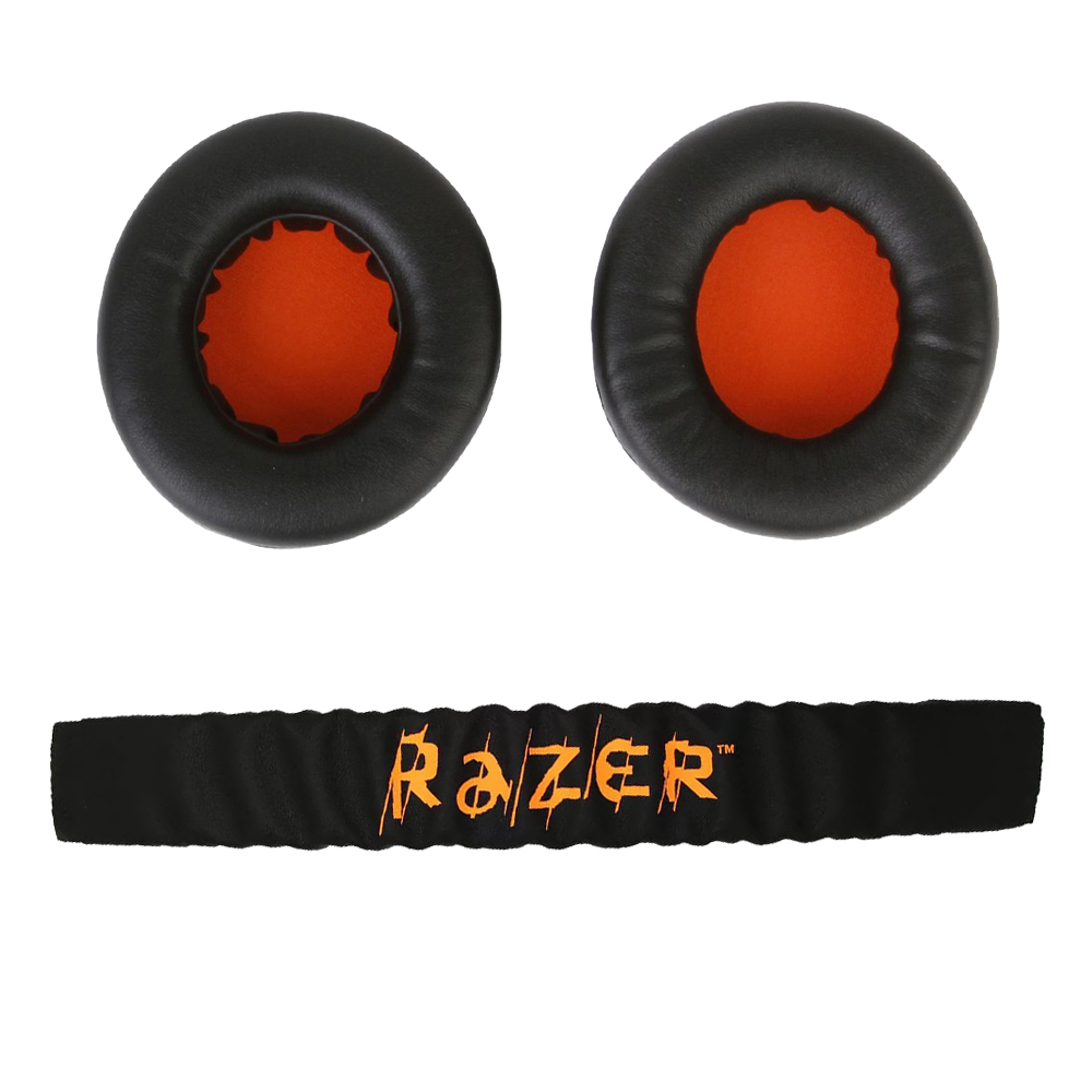 Ersatz-Ohrpolster, Kissen-Ohrpolster mit Kopfband für Razer Kraken Profi V1 und Electra Spielen-Kopfhörer-Ohrenschützer: dunkel Orange