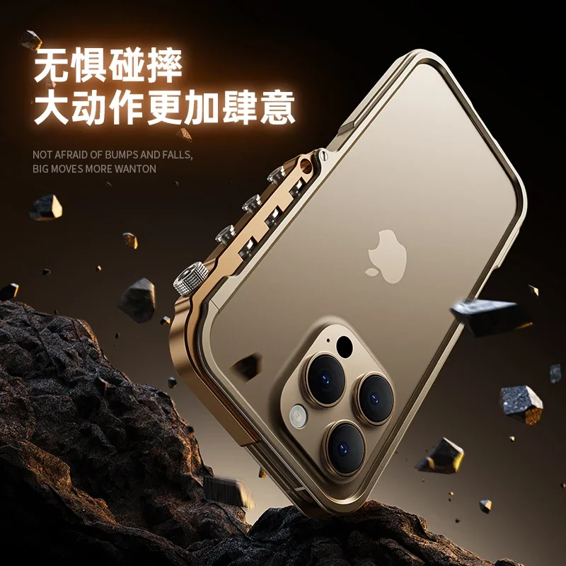 Luxury Aluminum Metal Frame For iPhone 15 16 Pro Max 16p Bumper Case Alloy Accessories Easy disassembly of mobile phone bumper