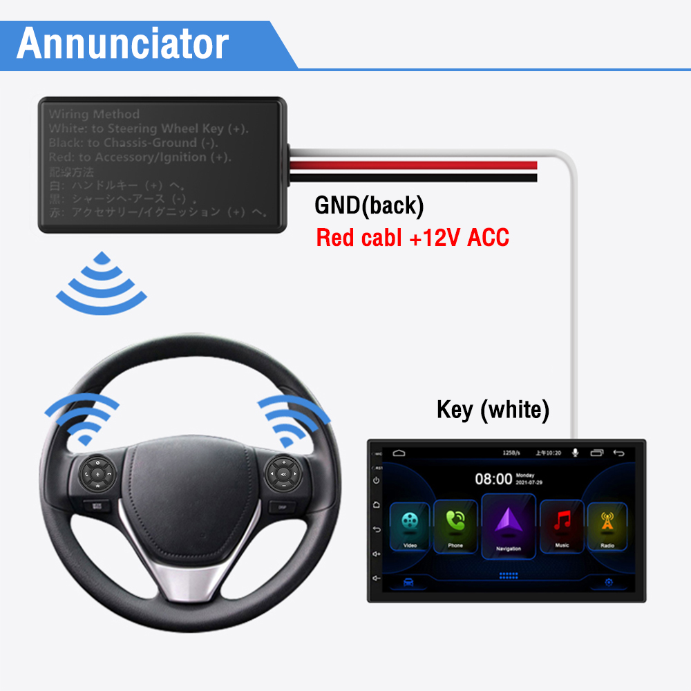 Afstandsbedieningknoppen 10 sleutel draadloos autostuurwiel universeel voor autoradio dvd gps multimedia navigatie hoofdeenheid afstandsbediening