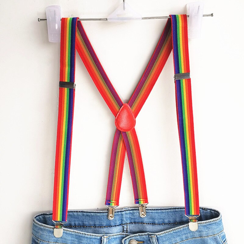 Tirantes Arcoiris de piel sintética para niños, tirante ajustable cruzado, falda, tirantes, BD015