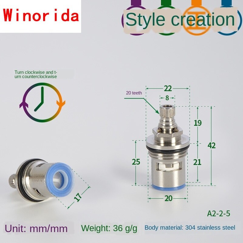 Faucet Copper Valve Core and Cold Water Fast Opening Triangle Valve Switch Ceramic Valve Core Copper Head Repair Parts: Section F Forward