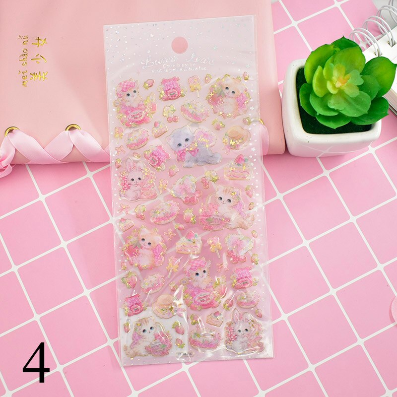 Kawaii Cat Stickers Cute Crystal Stickers Acrylic Decoration Stickers For Kids DIY Diary Scrapbooking Stationery: 4