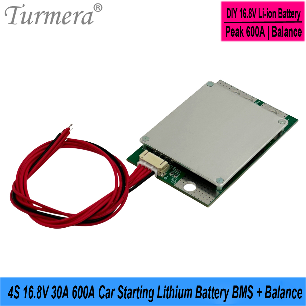 BMS 4s 12.8V Lifepo4 3S 12.6V 4s 16.8V 30A Peak 600A Li-ion batterie BMS Balance pour 3.2V 30Ah à 280Ah démarrage de voiture bricolage utilisation: Or
