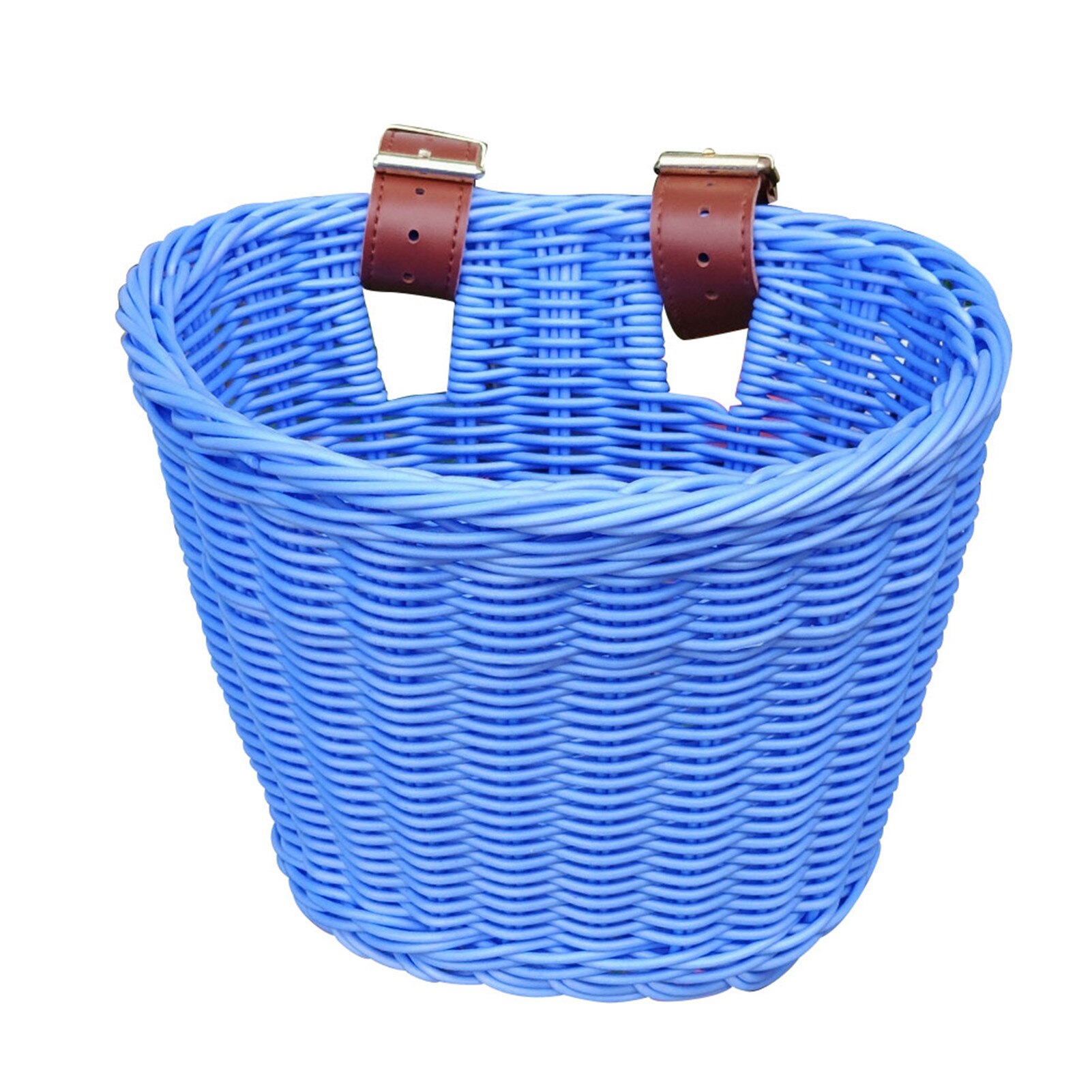 Kids Front Handle Bicycle Basket Artificial Woven Bicycle Basket Wicker Blue Suitable For Boys And Girls Bicycles Wicker Baskets: Blue