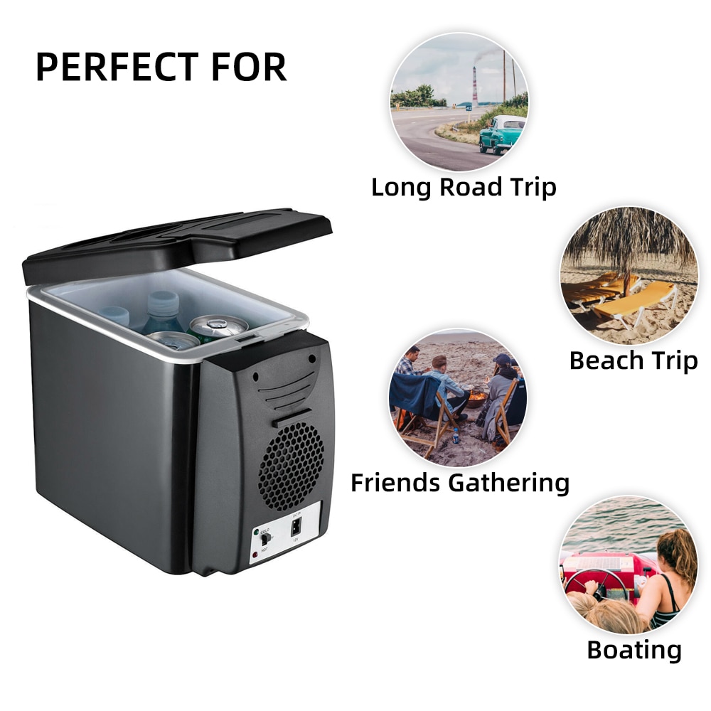 12V 6L Dual-Use Car Refrigerator Multi-Function Temperature Control Portable Box Cooler Warmer Dormitory Cans Beer Cooler