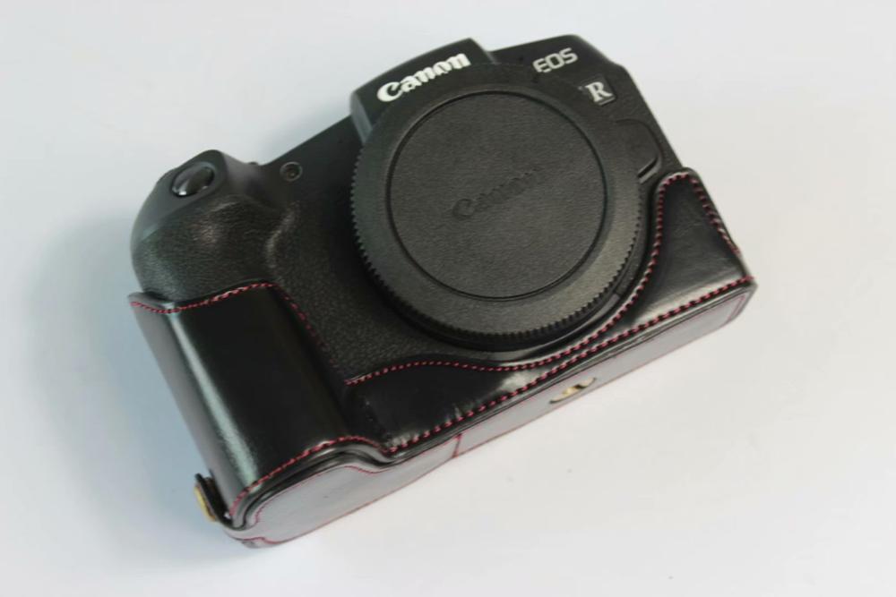 Musta/kahvi/ruskea kamera pu nahkakotelo canon eos rp eosrp half body cover pohjakotelot hihnalla