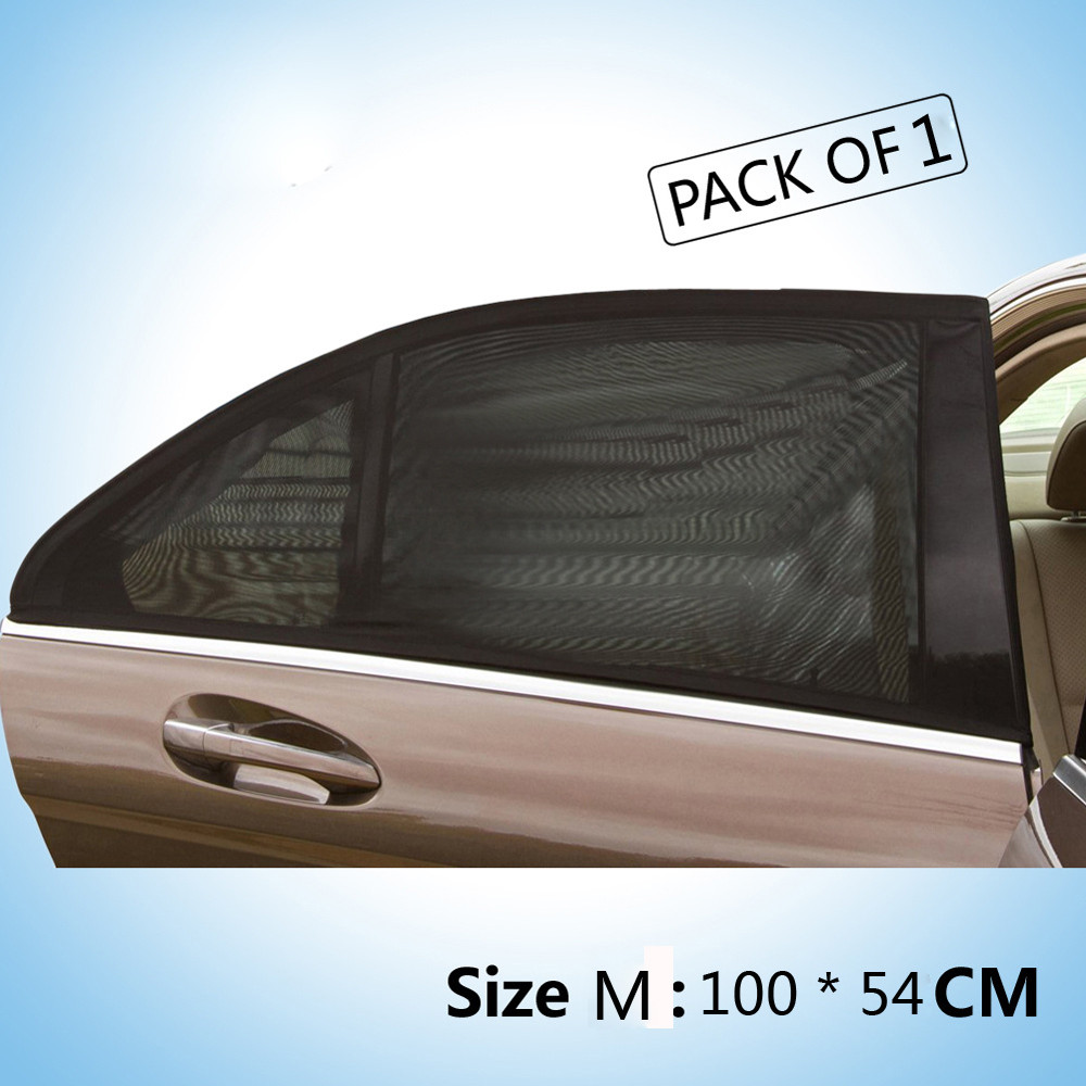 1 x Car Rear Window Sun Blocker Blind Kids Children Sunshade Blocker Black UV Mesh Sun Shades Windows 100cm x54cm