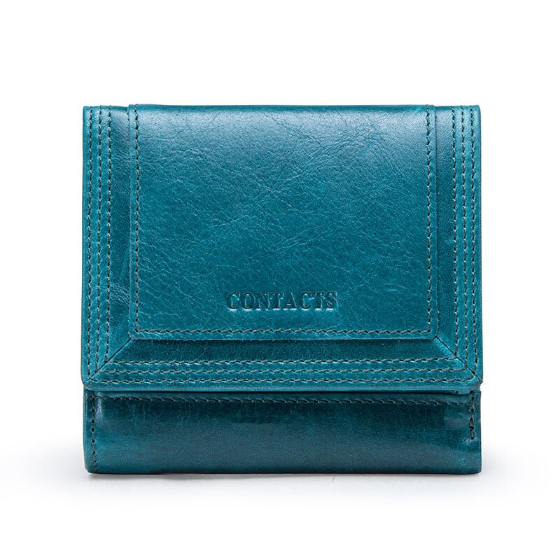 Kontakt's Münze Tasche Frauen Brieftaschen Aus Echtem Leder Geldbörse Weiblichen Karte Halter Damen Kurze Kupplung Geld Tasche für Mädchen Carters: Peacock Blue