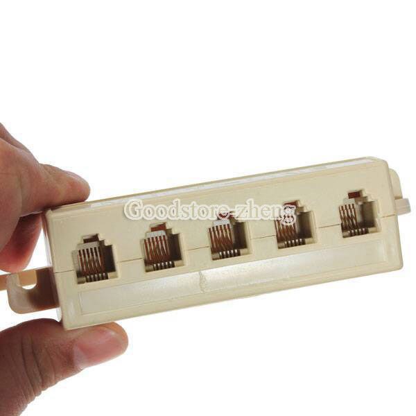 1 Pcs RJ11 5 Way Outlet Phone Modular Jack Telephone Line Adapter Splitter