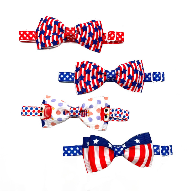 Pajarita para el día de la Independencia Americana para mascotas, Collar ajustable para perros, corbatas para perros, accesorios de aseo para perros, pajarita para mascotas, 50/100 piezas