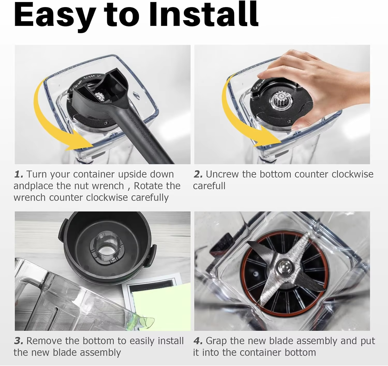 Zestaw wymienny ostrza blendera Vitamix, klucz, główka grzybkowa, kompatybilny z pojemnikami o pojemności 64 uncji i 32 uncji