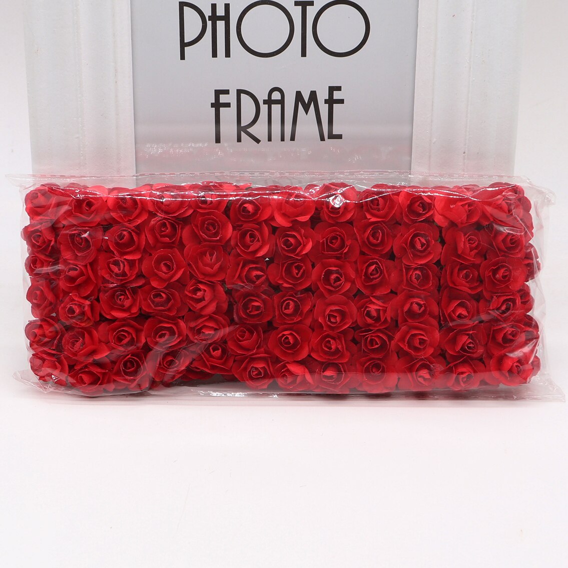 144pcs 1.5cm Mini Artificial Mini Paper Rose Bouquet DIY Wreath Scrapbook Wedding Ornament Artificial Rose Artificial Flower: red