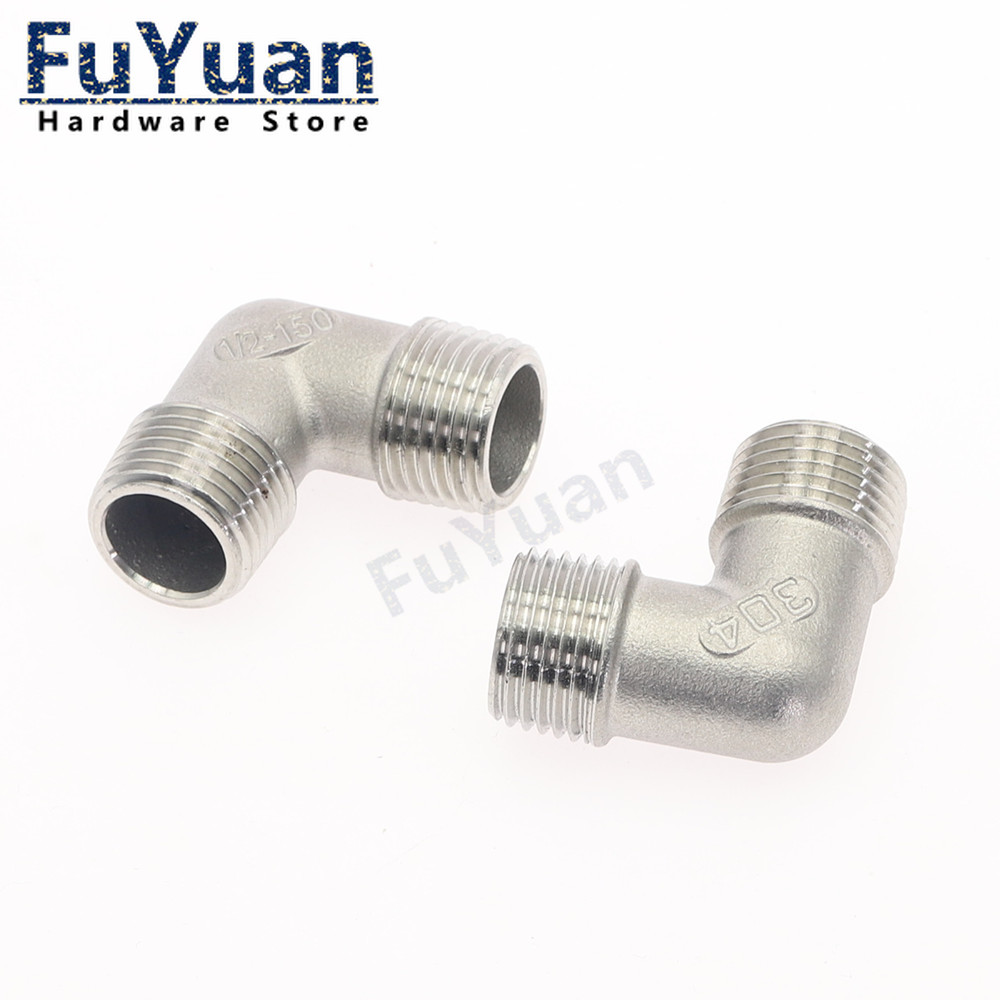 Accesorios de fontanería de acero inoxidable SS 304, 1/4, 3/8, 1/2, 3/4 y 1 pulgada, codo BSP ROSCADO MACHO, Conector de tubería en ángulo de 90 grados, 1 ud.