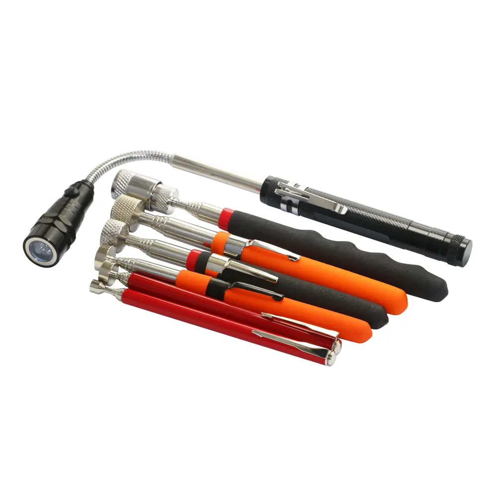 Bolígrafo magnético telescópico con luz, Mini herramienta de recogida magnética portátil, varilla de recogida extensible para recoger tornillos, perno de tuerca