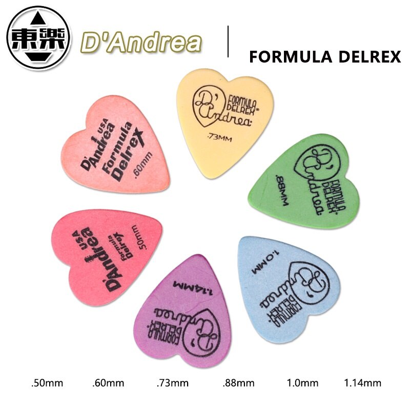 D'Andrea FORMULA DELREX D323 Heart Delrex Shape Guitar Pick Plectrum Mediator for Acoustic Guitar or Electric Guitar