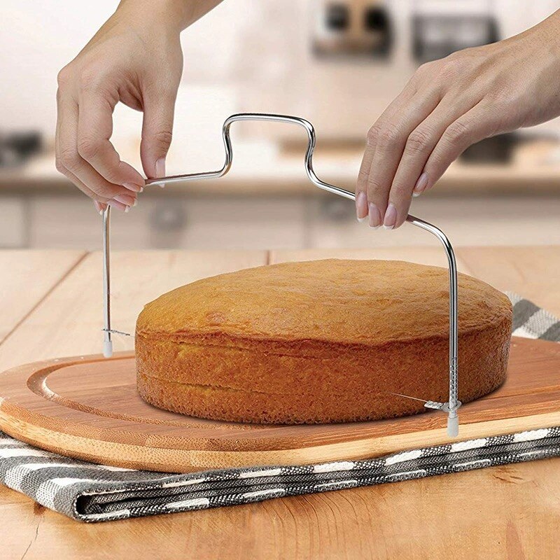 Rvs Siliconen Cake Hulpmiddel Toast Cutter Precisie Gelaagdheid Dubbele Lijn Verstelbare Keuken Bakken Diy Brood Dispenser