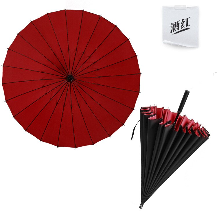 Long Handle Big Golf Umbrella Women Travel Parasol Rain Umbrella Men 24K Strong Double Windproof Glassfiber: red